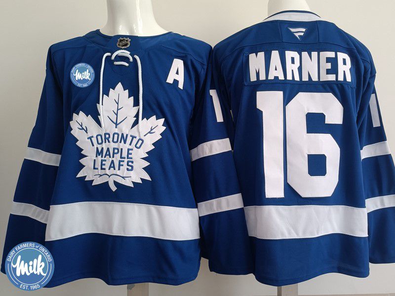Men Toronto Maple Leafs #16 Marner Blue 2025 Fanatics Home Premium NHL Jersey style 1